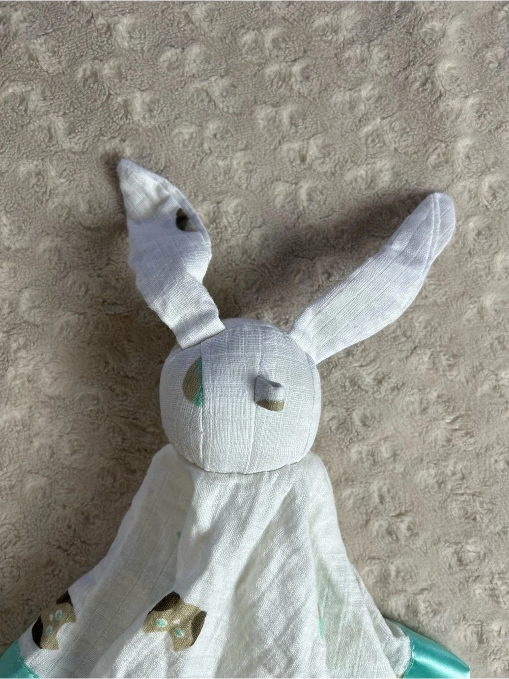 Aden + Anais Green Bunny Rabbit Lovey Security Blanket Owls White Tan Brown